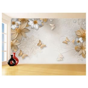 Papel De Parede 3D Floral Textura Sala Flores 3,5M Xfl300