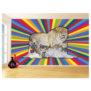 Papel De Parede Animais Pop Art Familia Leões 3,5M Pxa413