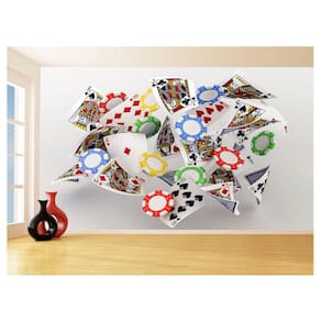 Papel De Parede 3D Salão De Jogos Cartas Poker 3,5M Jcs58