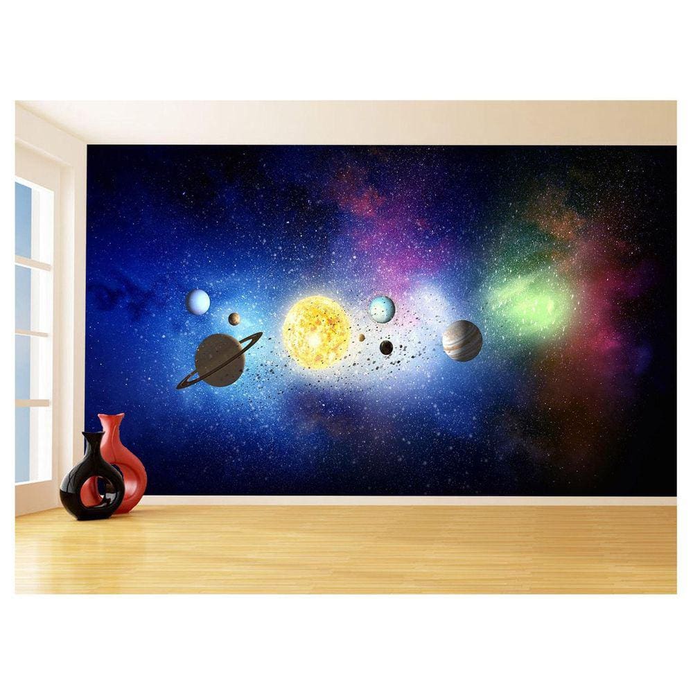 Papel De Parede 3D Espaço Estrelas Planetas 3,5M Nsp179