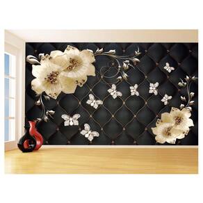 Papel De Parede 3D Floral Textura Sala Flores 3,5M Xfl270