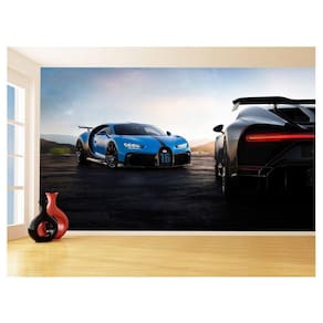 Papel De Parede 3D Carro Bugatti Chiron Pista 3,5M Car16