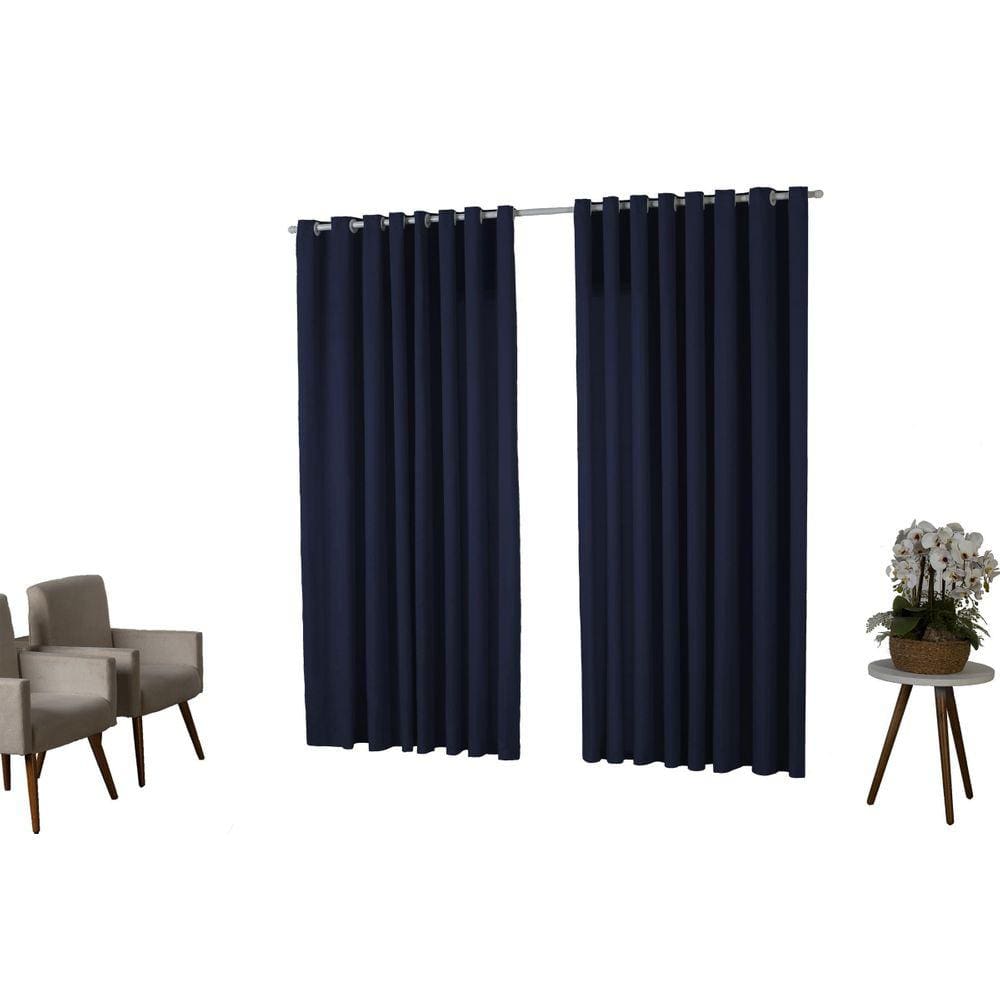 Cortina 3,00X2,50 Oxford Quarto Sala Porta Azul Marinho