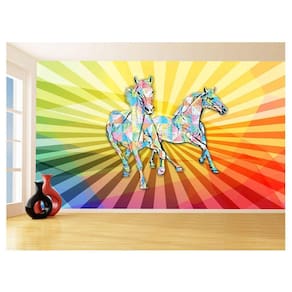 Papel De Parede Animais Pop Art Cavalos Cores 3,5M Pxa357