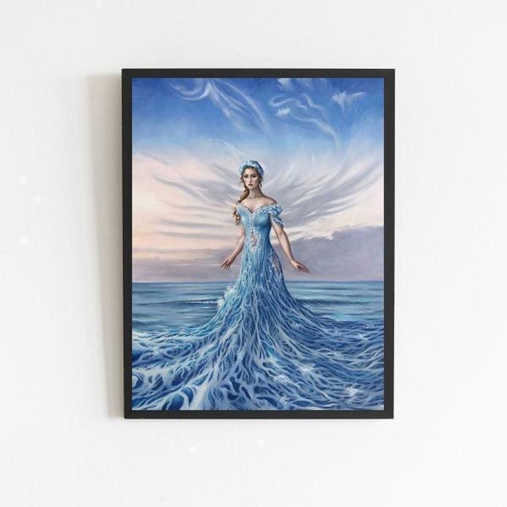 Quadro Decorativo Figura Iemanjá 24X18Cm - Com Vidro Preta