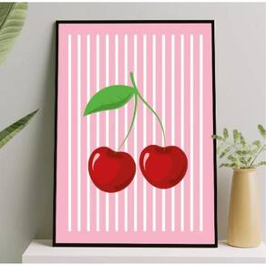 Quadro Decorativo Cerejinhas 33X24Cm Branca
