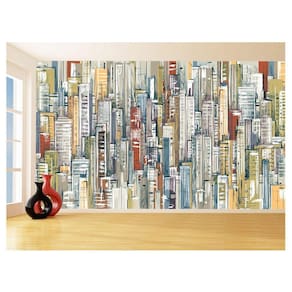 Papel De Parede Cidade Arte Prédios Coloridos 3,5M Ncd373