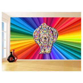 Papel De Parede 3D Animais Pop Art Rinoceronte 3,5M Pxa501