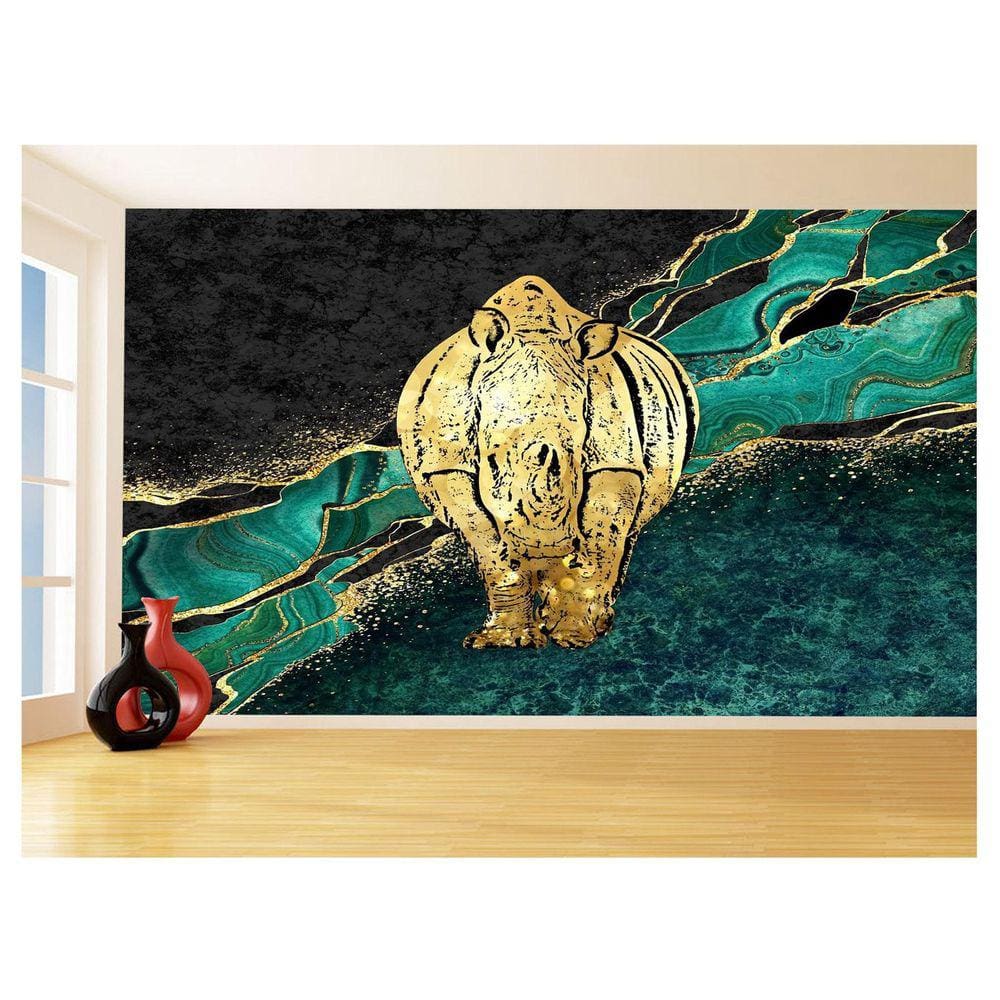 Papel De Parede 3D Animais Pop Art Rinoceronte 3,5M Pxa486