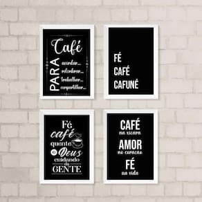 Quadros Cantinho do Café com Fé 33x24cm - Branco
