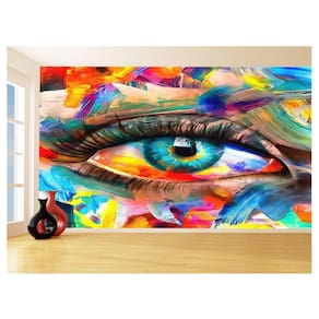 Papel De Parede 3D Arte Olho Preto Branco Rosto 3,5M Tra130