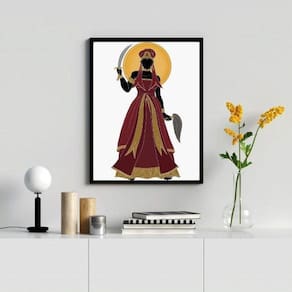 Quadro Decorativo Orixá Iansã 45x34cm - Moldura Preta