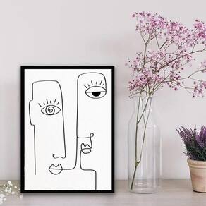 Quadro Decorativo Minimalista One Line 45X34Cm - Vidro Branca