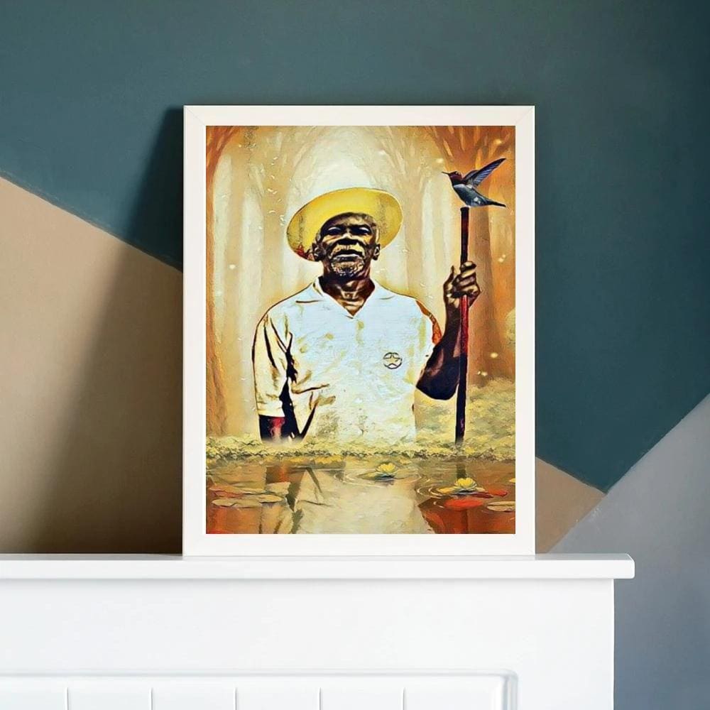 Quadro Santo Daime Mestre Irineu 45x34cm - Vidro - Moldura Madeira