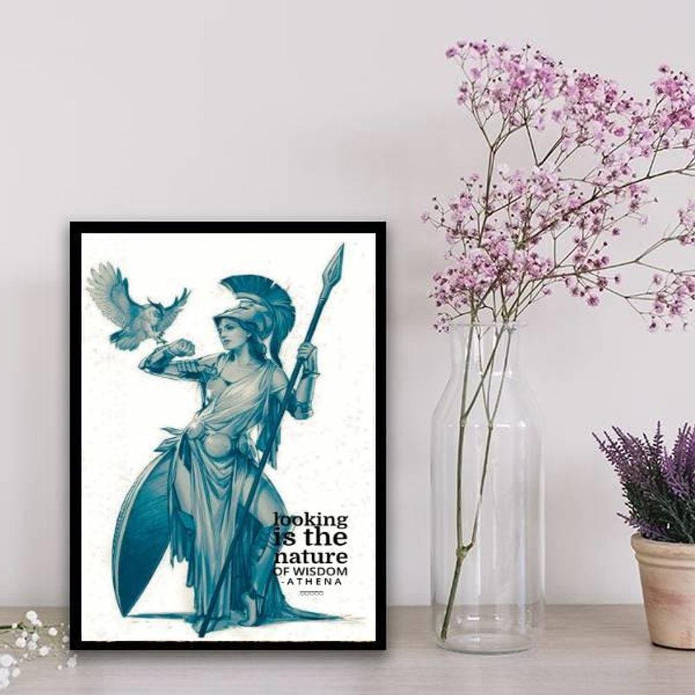 Quadro Deusa Grega Athena 45X34Cm - Vidro Branca