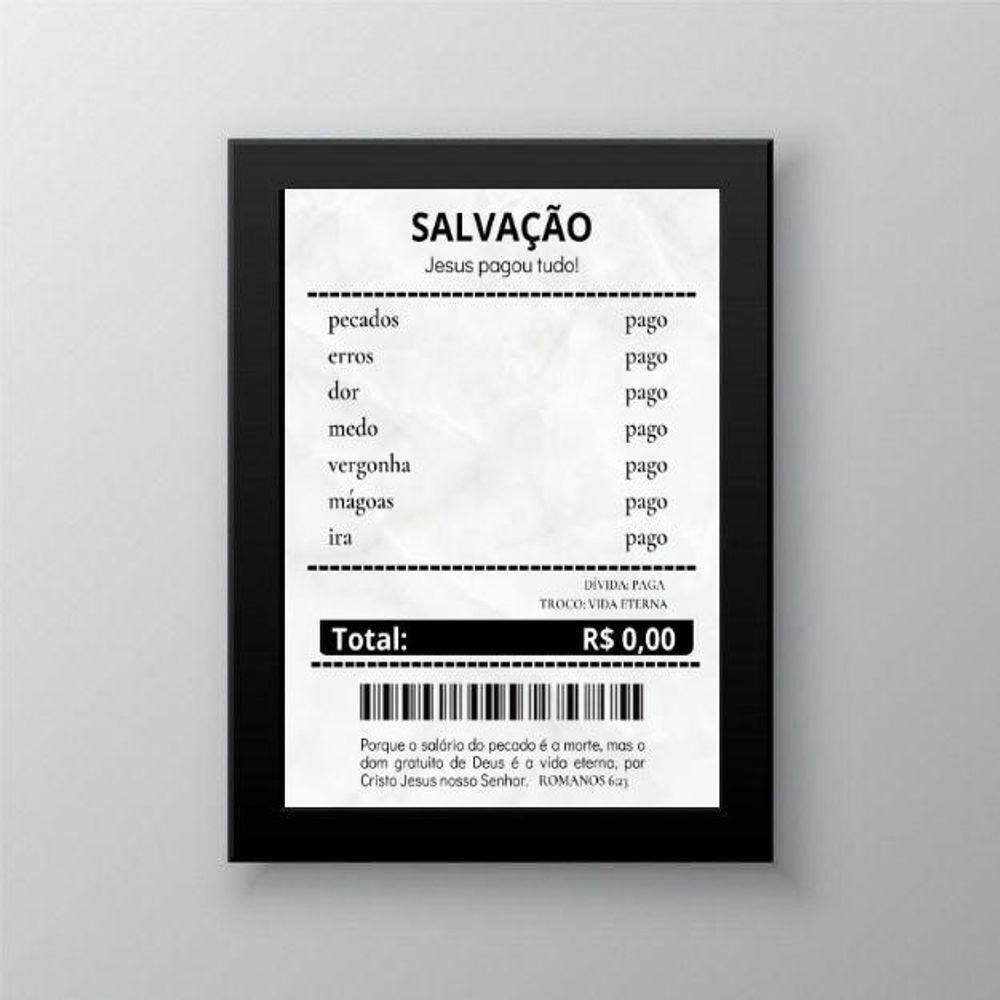 Quadro Decorativo Evangélico Recibo 33X24Cm - Com Vidro