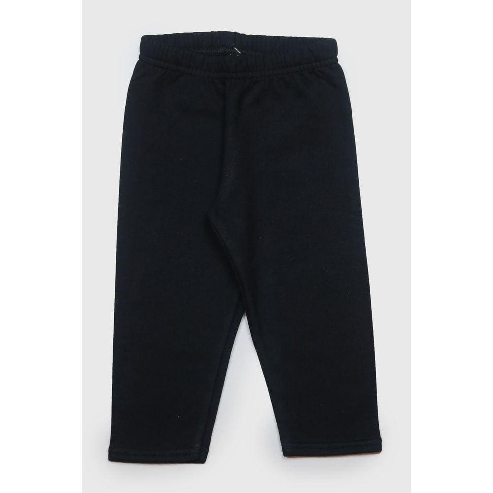Calça Moletom Flanelado Preto Infantil Frio Elian Menina Bebê
