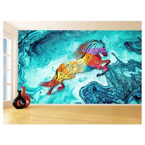 Papel De Parede 3D Animais Pop Art Cavalo Cores 3,5M Pxa306