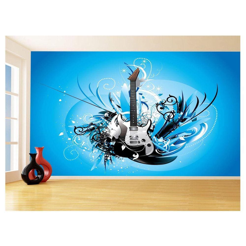 Papel De Parede 3D Musica Guitarra Arte Graffiti 3,5M Mus68