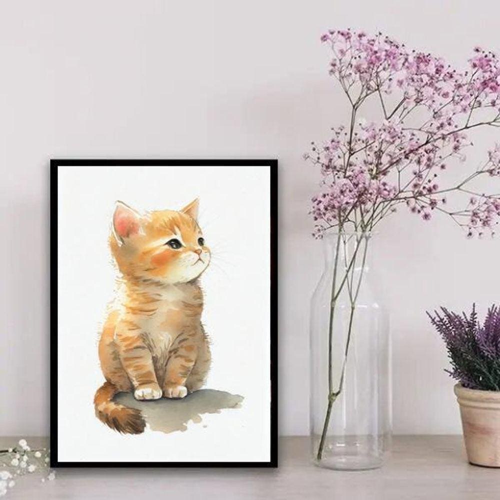 Quadro Decorativo Zebra Aquarela 24x18cm - Moldura Branca