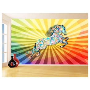 Papel De Parede 3D Animais Pop Art Cavalo Cores 3,5M Pxa313