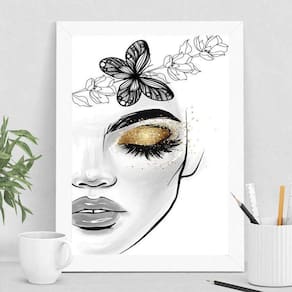 Quadro Decorativo Extensão de Cílios 45x34cm - Madeira Preta