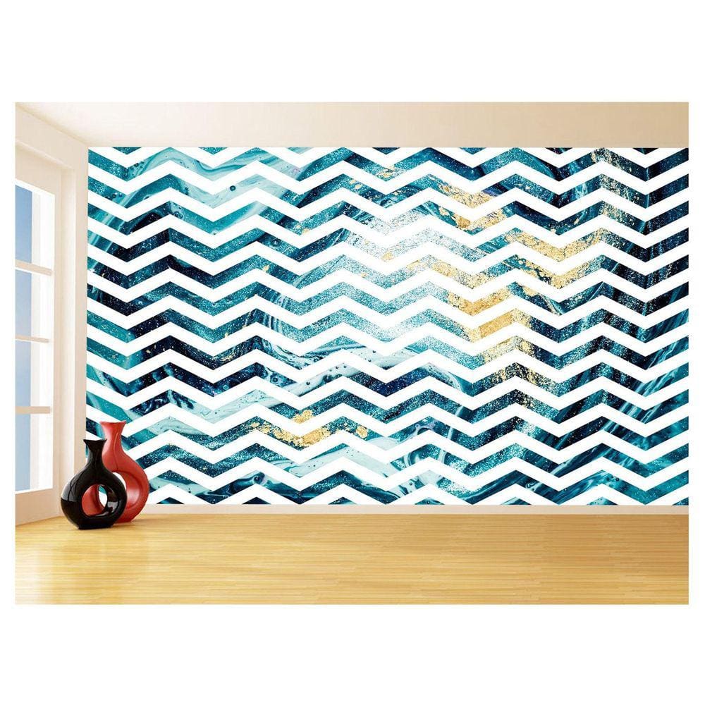 Papel De Parede 3D Sala Chevron Zig Zag Listras 3,5M Zig98