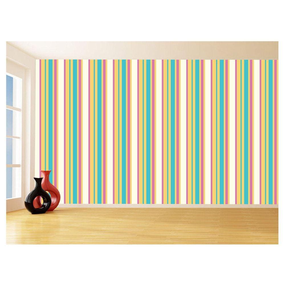 Papel De Parede 3D Listras Coloridas Verticais 3,5M Lst36