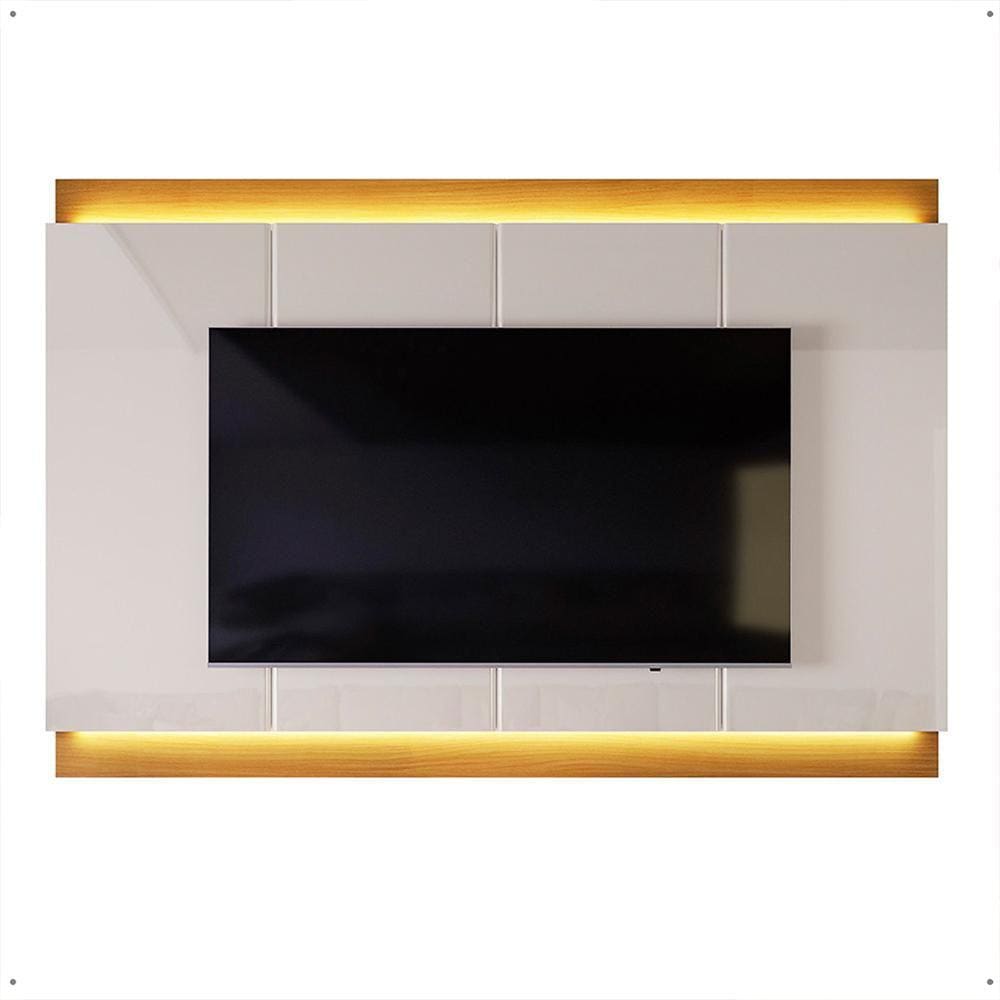Painel Grande Com Led 2.07 para Tv Até 75 Polegadas Decoração Sala Quarto Marrocos - Tauari/Off White Perolizado - Lojas RPM