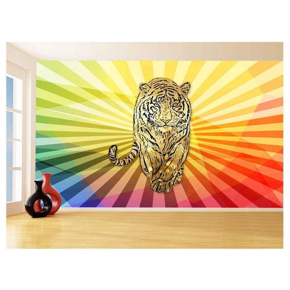 Papel De Parede 3D Animais Pop Art Tigre Felino 3,5M Pxa125