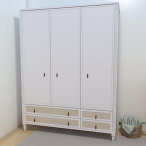 Guarda Roupa Infantil 3 Portas Tudor Plus Branco