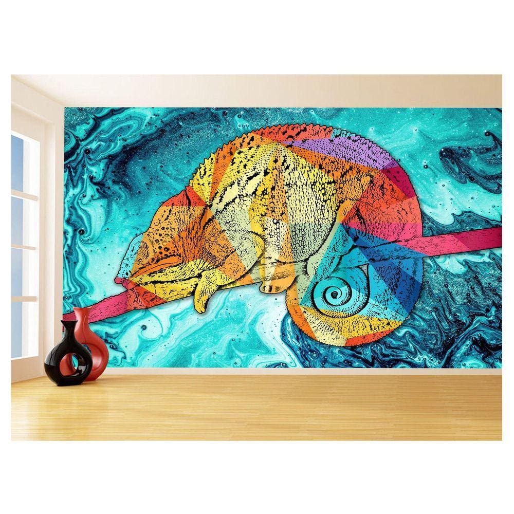 Papel De Parede 3D Animais Pop Art Camaleão Pet 3,5M Pxa04