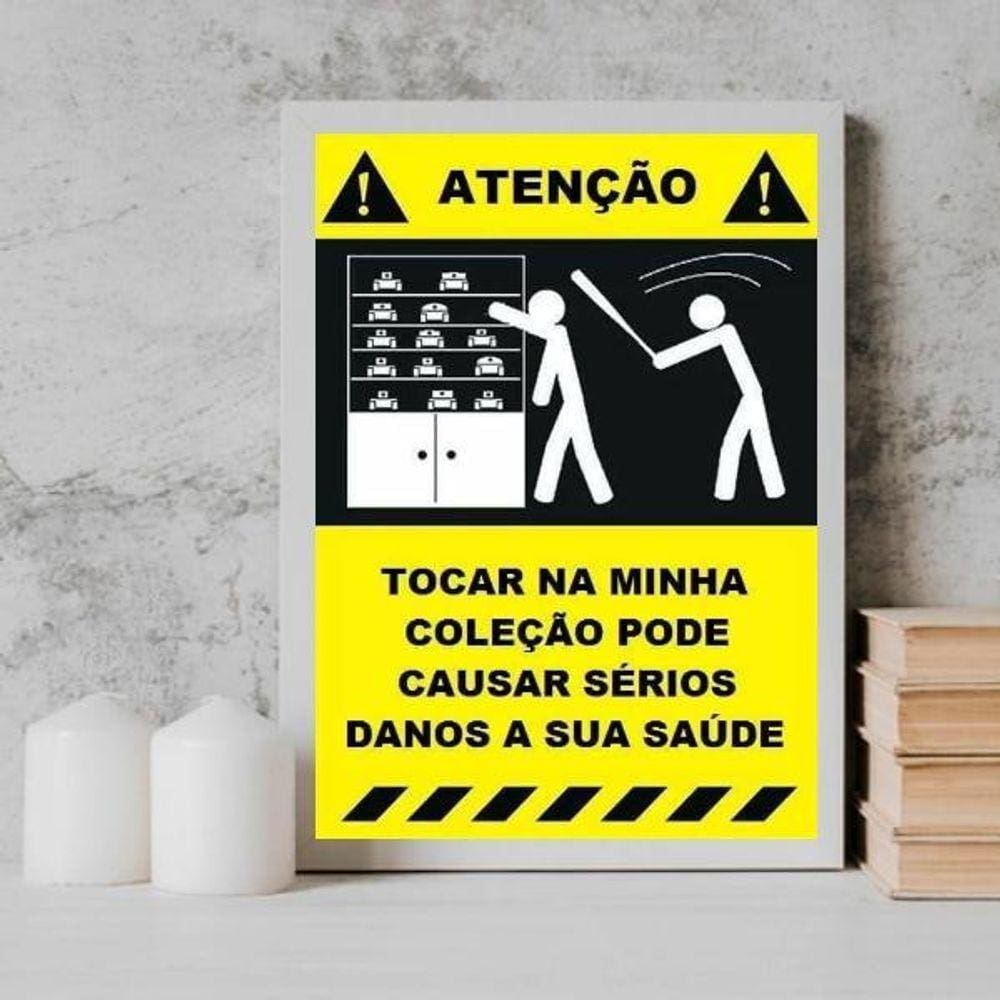 Quadro Placa Não Toque Na Coleção 24X18Cm - Com Vidro Branca