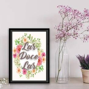 Quadro Lar Doce Lar Floral 24X18Cm Vidro - Branca