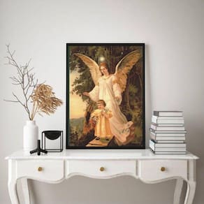 Quadro Decorativo Santo Anjo Da Guarda 45X34Cm - Com Vidro