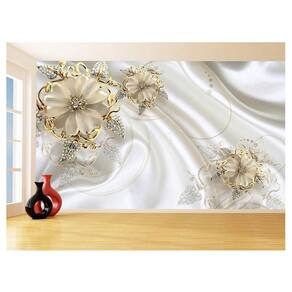 Papel De Parede 3D Floral Textura Sala Flores 3,5M Xfl256