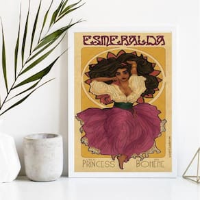 Quadro Cigana Esmeralda 24x18cm - Moldura Madeira Preta
