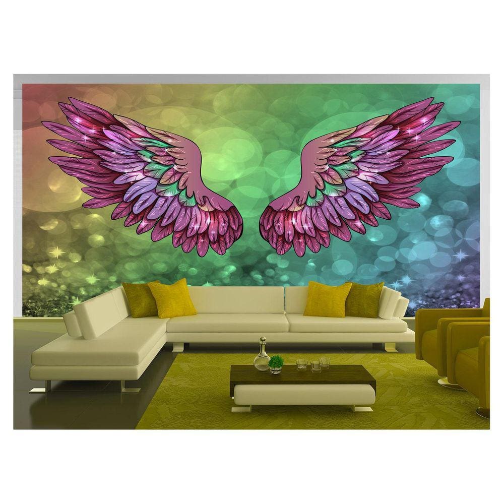 Papel De Parede 3D Arte Asas Selfie Insta Cores 3,5M Tra279
