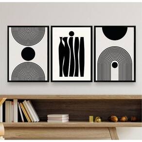 Kit 3 Quadros Minimalistas 45x34cm Madeira Preta