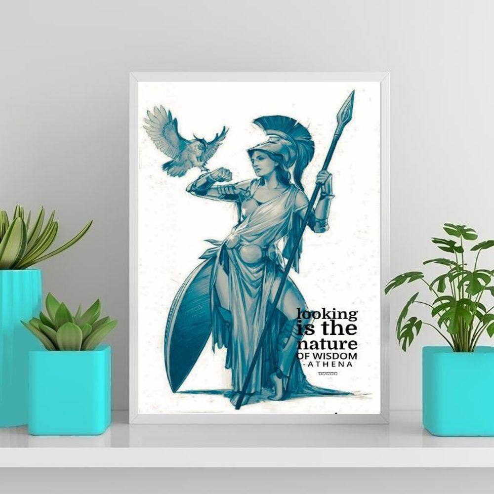 Quadro Deusa Grega Athena 33X24Cm - Com Vidro Preto