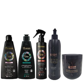 Kit Shampoo, Condicionador, Spray Day After Arvensis + Seiva e Máscara Mutilfuncinal Raise - ARVENSIS E RAISE