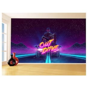 Papel De Parede 3D Arte Cyber Punk Noite Retrô 3,5M Tra84