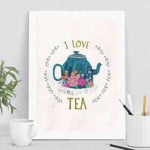 Quadro Decorativo Chá I Love Tea 45x34cm - Com Vidro