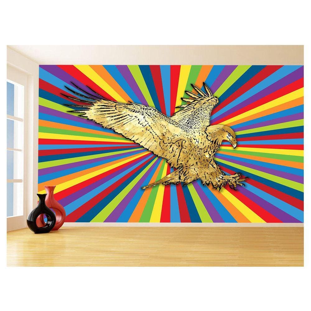 Papel De Parede 3D Animais Pop Art Águia Voando 3,5M Pxa253