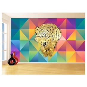 Papel De Parede Animais Pop Art Lobo Colorido 3,5M Pxa612