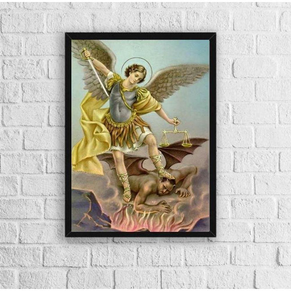 Quadro Arte Vintage São Miguel Arcanjo - 33x24cm Preta