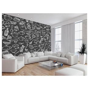 Papel De Parede Estilo Lousa Cozinha Utensílio 3,5M Lcb25