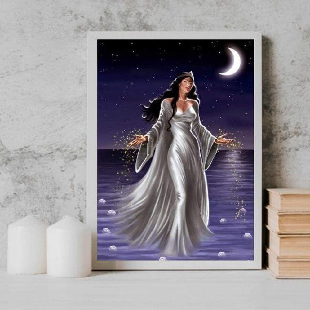 Quadro Umbanda Iemanjá 45X34Cm - Com Vidro Preta