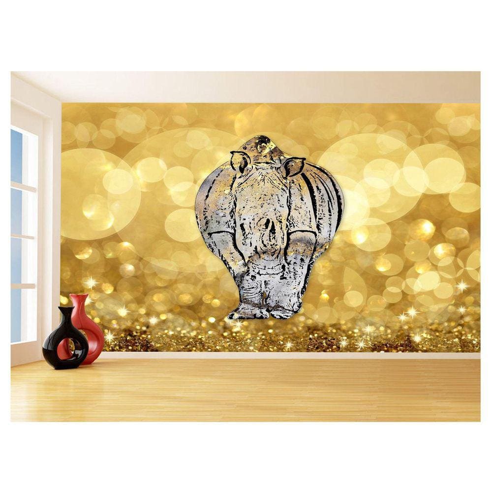 Papel De Parede 3D Animais Pop Art Rinoceronte 3,5M Pxa523