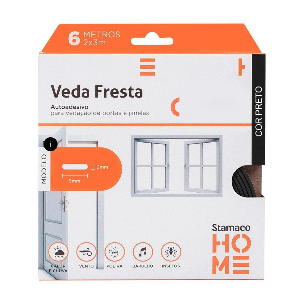 Veda Fresta Preto Modelo I Autoadesivo - 6 Metros Stamaco